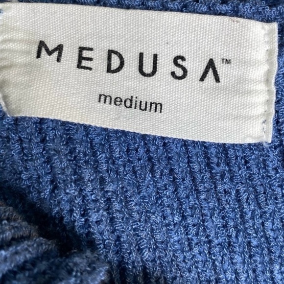 Blue Ribbed Halter Mini Dress - Picture 6 of 7